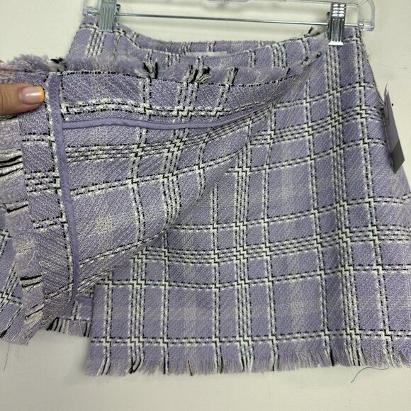 Y2K‎ 90s Purple Tweed Mini Skirt Plaid Coquette Clueless Preppy Classic Med NWT - Picture 4 of 10